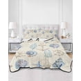 thumbnail image 3 of Nautical Coastal Queen Size Down Alternative Comforter, Lightweight Comforter Quilt Bedding Set with Pillow Shams Vintage Beach Coral Starfish Shell All Seasons Bed Comforter Duvet Insert 90"x96", 3 of 7