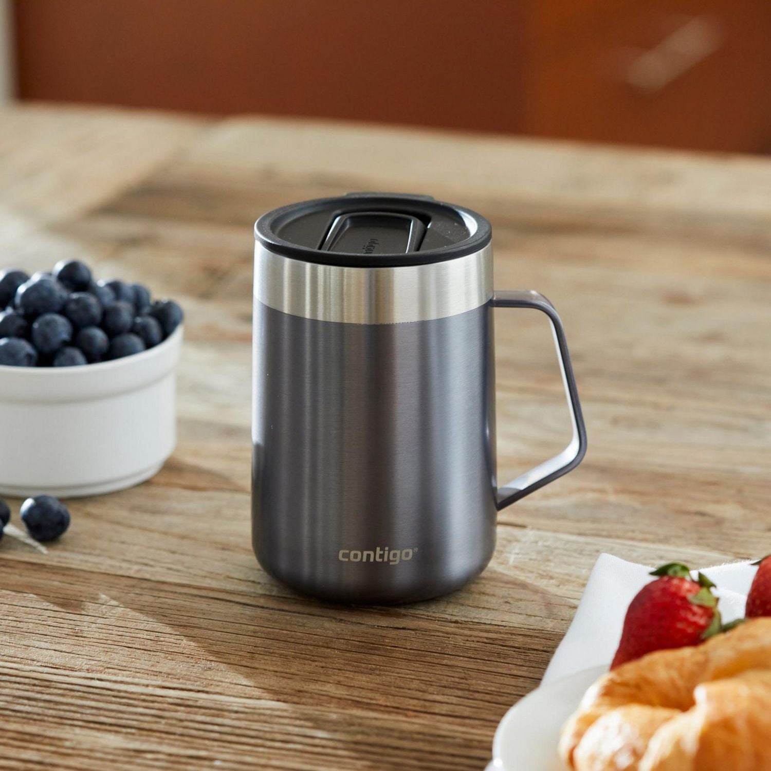 Contigo Streeterville Stainless Steel Mug with Splash-Proof Lid, 14 oz (414 ml), Vacuum-Insulated Tumbler with Handle for Coffee & Tea, Sake