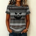 thumbnail image 2 of DORKASM Halloween Women's Shirts Short Sleeve Spooky Fashion Tshirt Round Neck Pumpkin Skeleton Vacation T Shirt Funny Print 2026 Causal Pullover Multicolor XL, 2 of 7