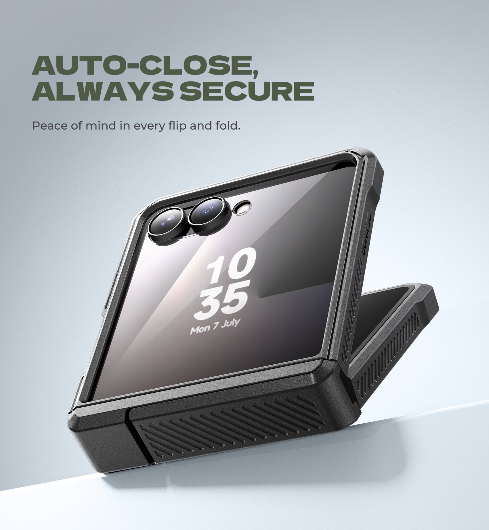 DEXNOR for Samsung Galaxy Z Flip 7 Case with Dual Kickstands & Auto-close Hinge Protection & Screen Protector, Full-body Rugged Shockproof Protective Cover Bumper Cases for Samsung Z Flip 7,Black