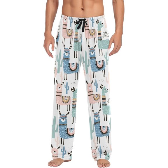 GZHJMY Funny Desert Camels Men's Pajama Pants, Soft and Comfortable Lounge Sleep Bottoms with Pockets, Men's Sleepwear with Custom Print, Large