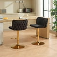 thumbnail image 2 of DONICK Swivel Counter Height Barstools,Upholstered Bar Stools Adjustable Height Nailhead Button Tufted Kitchen Island (Velvet,Black,Set of 2), 2 of 9
