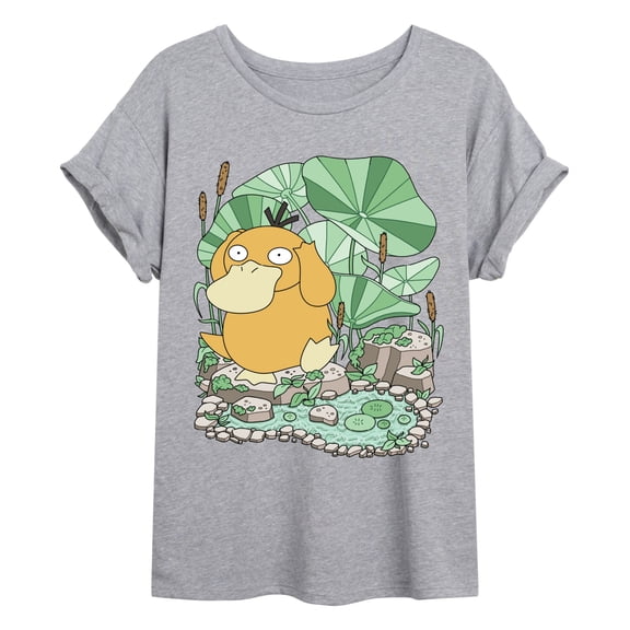 Pokémon - Psyduck Pond - Juniors Oversized Graphic T-Shirt