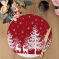 thumbnail image 3 of Christmas Red Round Placemats Set of 6, Braided Polypropylene Place Mats, White Xmas Tree Elk Winter Snowflake Washable Table Mats for Kitchen Dinner Holiday Wedding Party Coffee Table Decoration 15", 3 of 9