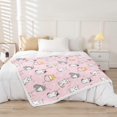 thumbnail image 2 of Pink Cat Throw Blanket for Couch Kawaii Animal Fleece Blanket, Cute Hearts Sherpa Blanket White Kitten Paws Blanket, Cartoon Animal Pet Bed Blanket Geometry Triangle Decor, 2 of 6