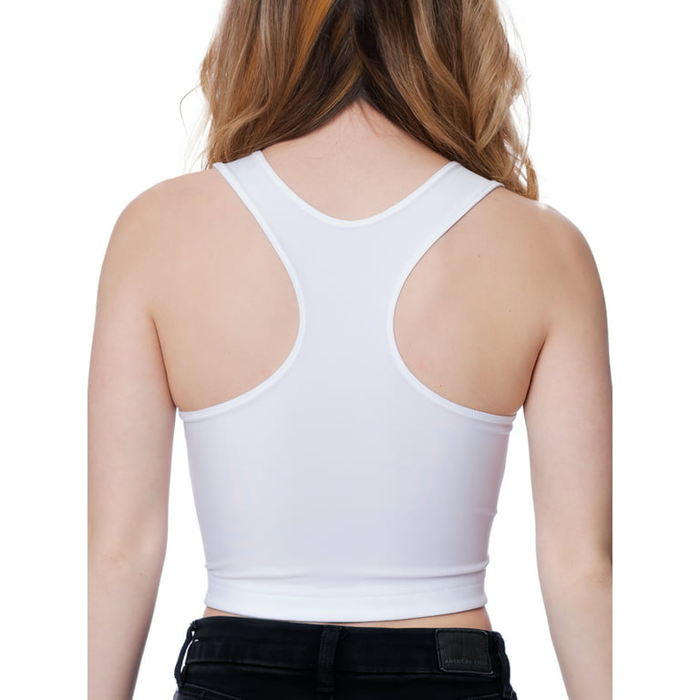 Underworks Women Firm Compression Racerback Crop Top Chest Binder and  Minimizer - White - Large 