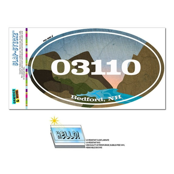 03110 Bedford, NH - River Rocks - Oval Zip Code Sticker