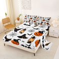 thumbnail image 2 of Manfei Spooky Halloween Bat Bed Sheets for Kids Teens, Gothic Witch Hat Pumpkin Print Full Size Sheets, 4pcs, 1 Flat Sheet, 1 Fitted Sheet and 2 Pillowcases, 2 of 6