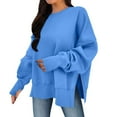 thumbnail image 7 of Mifsaly Womens Oversized Sweatshirt Crewneck Long Sleeve Loose Pullover Drop Shoulder Side Spilt Sweatshirts Soild Color Thick Warm Fall Tops with Thumb Hole 2025 Fashion Y2K Outfits, 7 of 7