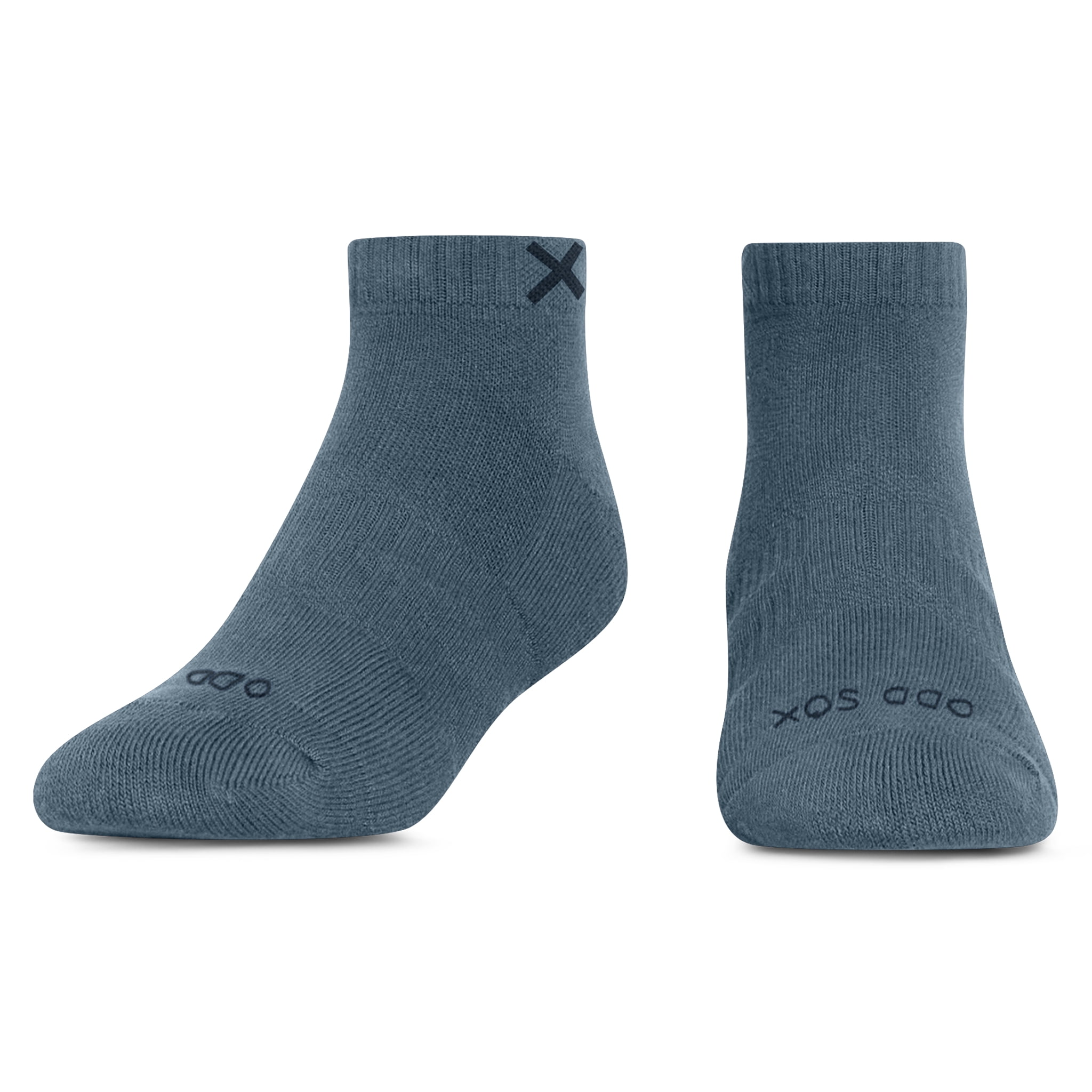ODD SOX – Basix Tonal Light Navy Blue Ankle Socks – Large – Soft Cotton Blend Athletic Everyday