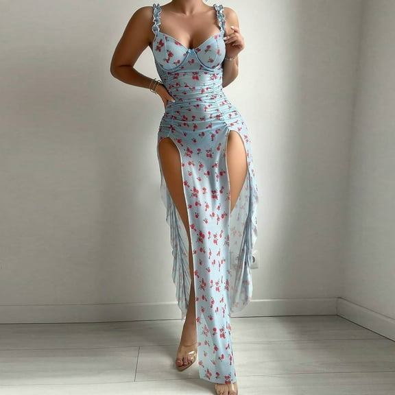 Abomasnow Womens Lingerie Lace Babydoll Chemise Sexy Mesh Nightdress V Neck Nightwear Side Split Nightgown S-XXL