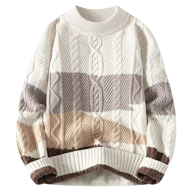 JMYHOAM Chandails pour Hommes Chandails Graphiques Hiver Mode Décontractée Bloc de Couleur Manches Longues Col Rond Chandail,S-TG