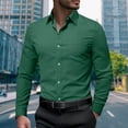 thumbnail image 2 of YLSDY Mens Dress Shirts Business Stretch Long Sleeve Collared Casual Solid Wedding Dating Button Down Shirt Green XL, 2 of 7