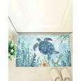 thumbnail image 4 of Shag Bath Rugs Blue Sea Turtle Summer Ocean Plush Soft Fluffy Doormat Floor Carpet,Non-Slip Living Room Bedroom Kitchen Entryway Door Mats Nautical Anchor Coral Starfish, 4 of 6