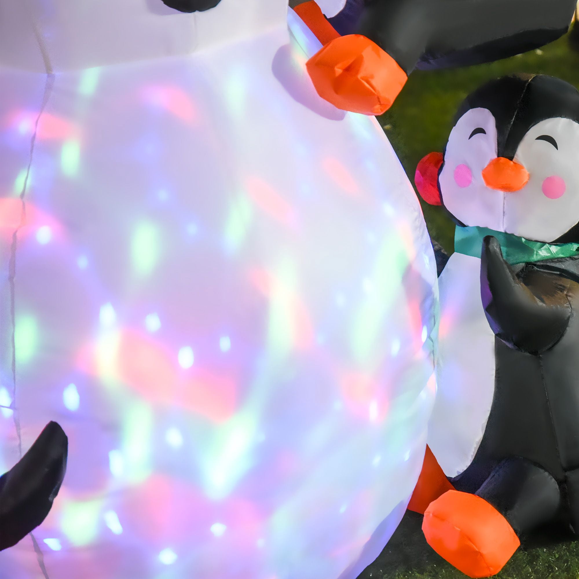 6 ft Christmas Yard Inflatable with 3 Penguins Building a Snowman, Lighted LED Outdoor Holiday Decoration, Polyester