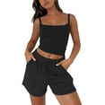 thumbnail image 5 of KelaJuan Women’s Two Piece Yoga Outfits, Spaghetti Strap Crop Cami Tops and Wide Leg Shorts Set, 5 of 8