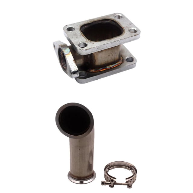2x Brida adaptadora de codo de 90 degree con banda en V de 3 "de material acero inoxidable + Adaptador de 38 mm kusrkot Brida de adaptador turbo