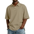 thumbnail image 2 of Lumtrix Men's Polo Shirts Short Sleeve Classic Golf Tee Lightweight Casual Button Down Collar Loose Fit Top Light Brown L, 2 of 9