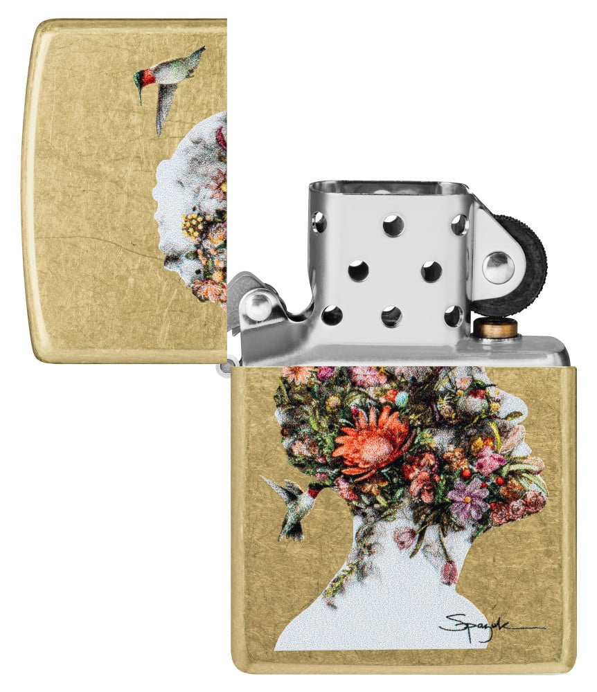 Zippo Pocket Lighter Spazuk Hummingbirds Design Street Brass