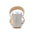 thumbnail image 3 of BLISSFUL STEP Women's Shoes Rhinestone Chunky Heel Square Toe Slide Sandals Silver 7, 3 of 8