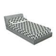 thumbnail image 2 of Skull Fitted Sheet & Pillow Sham Set, Checkered Squares of Gothic Rebel Hipster Skeleton Heads Monochrome, Decorative Printed 2 Piece Bedding Decor, Twinxl, Dark Blue Grey and White, by Ambesonne, 2 of 2