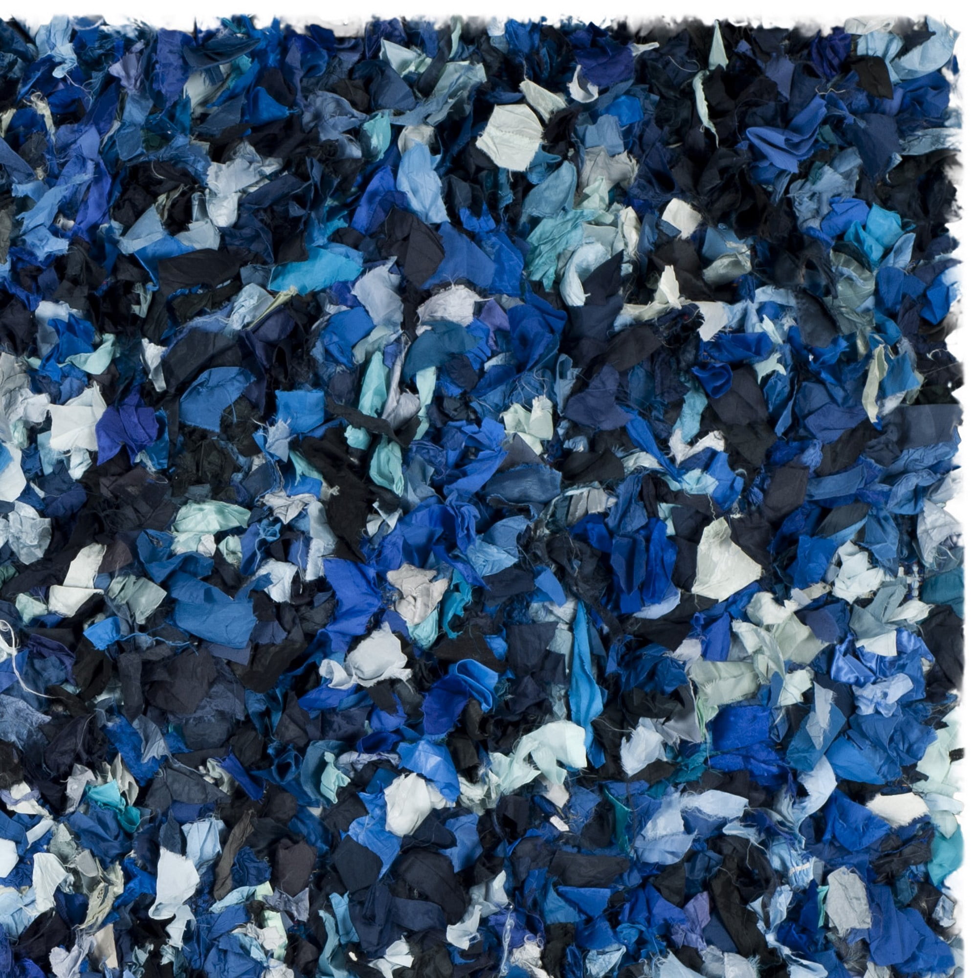SAFAVIEH Rio Cassandra Confetti Polyester Shag Area Rug, Blue/Multi, 6' x 6' Square