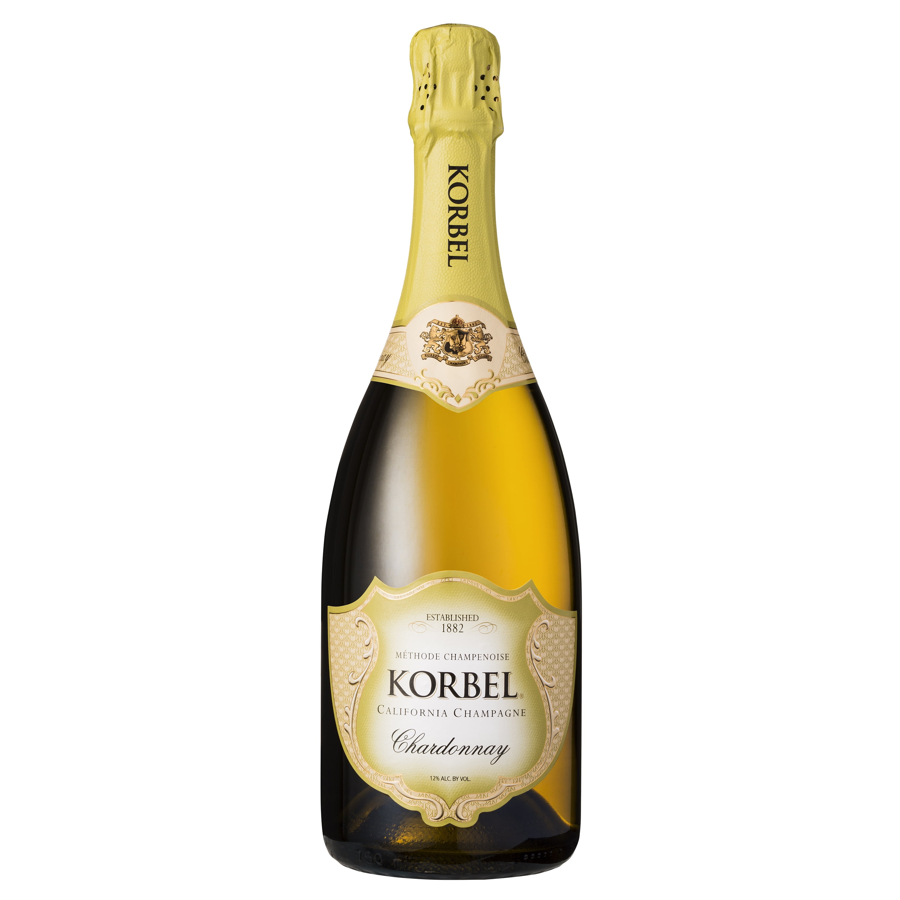 Korbel Chardonnay California Champagne Sparkling Wine, 750 mL Bottle, 24 Proof
