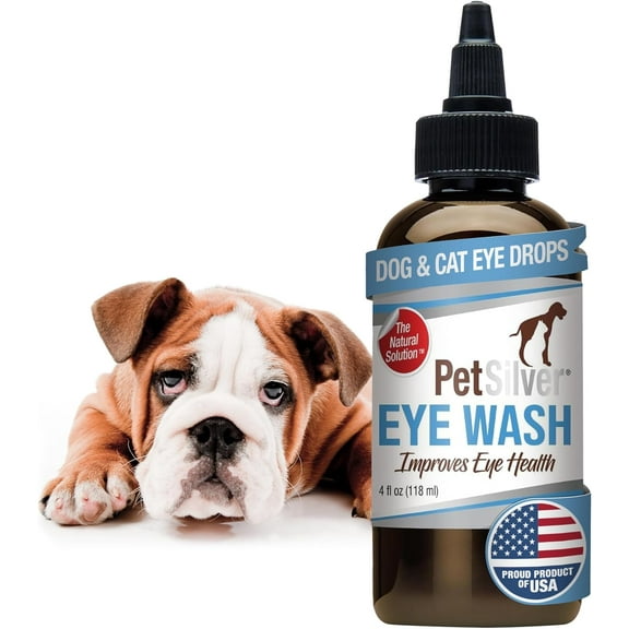 PetSilver Eye Wash Drops for Dogs and Cats with Chelated Silver, Natural Eye Solution, Relief for Inflammation & Eye Irritation, Easy to Apply, 4 oz.