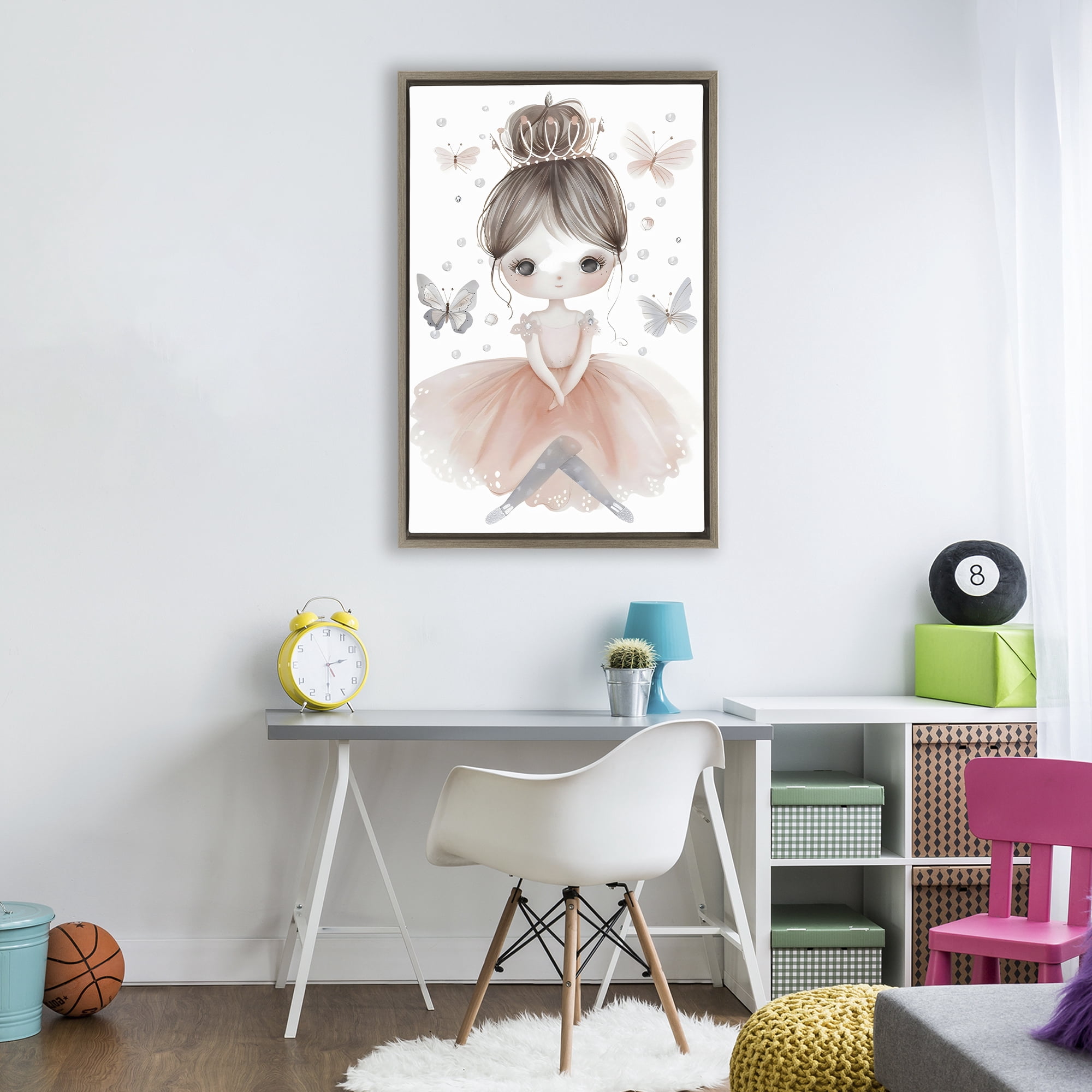 Stupell Industries Sweet Butterfly Fairytale Princess Brown Framed Floater Canvas Wall Art, design by Creative Studio