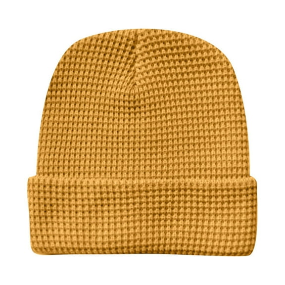 Riforla Unisex Hat Solid Color Jacquard Knit Bomber Hats Yellow