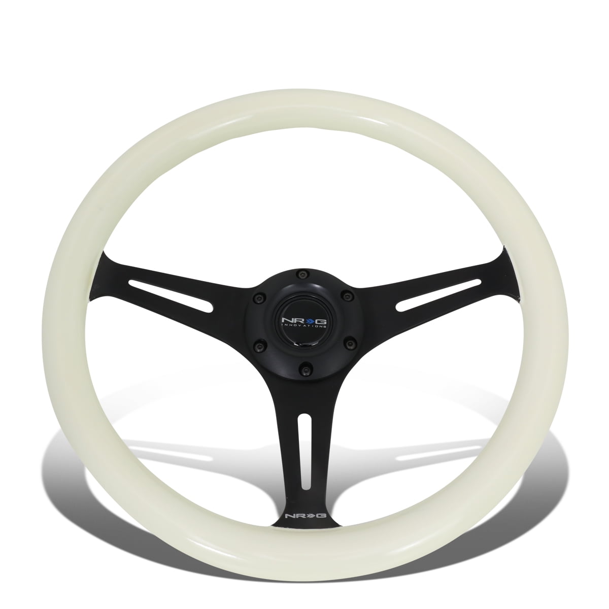 350mm Blue 3 inches Deep Dish 3-Spoke PVC Leather with Red Stitching Racing Steering Wheel