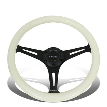NRG Innovations ST-015BK-MF Classic Wood Grain Steering Wheel - 350mm, 3 Spoke, Minty Fresh Color, For Custom Cars