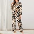 thumbnail image 2 of Balery Watercolor Zebra Conjunto de Pijama con Estampado para Mujer, Conjunto de Dos Piezas con Manga Larga, Ropa de Dormir Suave con Bolsillos, Pijamas Cómodos-Medium, 2 of 7