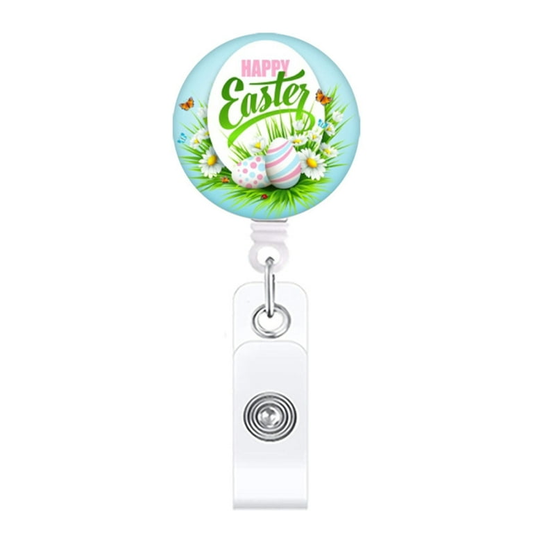 GENEMA Cute Easter Badge Reel Holder Retractable Badge Reel with