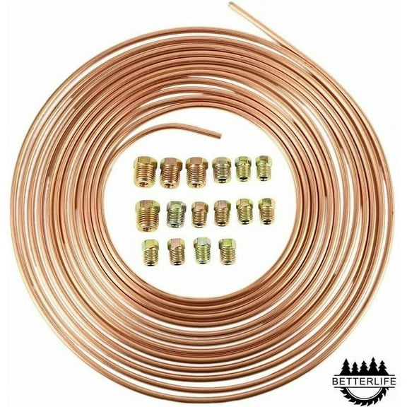 Flexible Copper Nickel Brake Line Kit, Complete With Double Flaring Tool Kit And Brass Fittings For Easy Installation And Repair