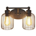 thumbnail image 6 of Lalia Home Ironhouse Two Light Industrial Decorative Cage Vanity Uplight Downlight Wall Mounted Fixture for Home Décor, Bathroom, Entryway, Hallway, Black, 6 of 9