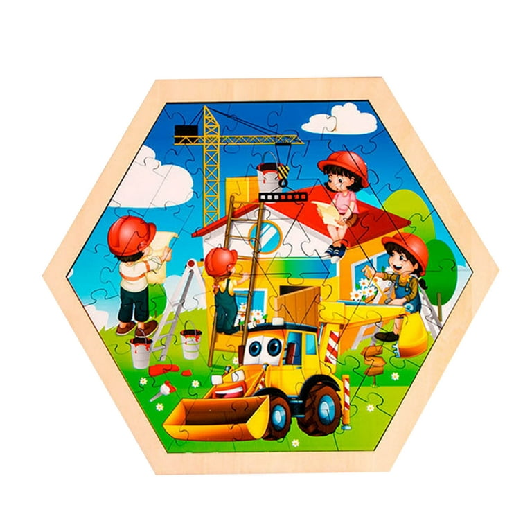 Poatren Children Wooden Puzzle 50 Pieces Educational Cartoon Puzzle Game  Kids Toys 