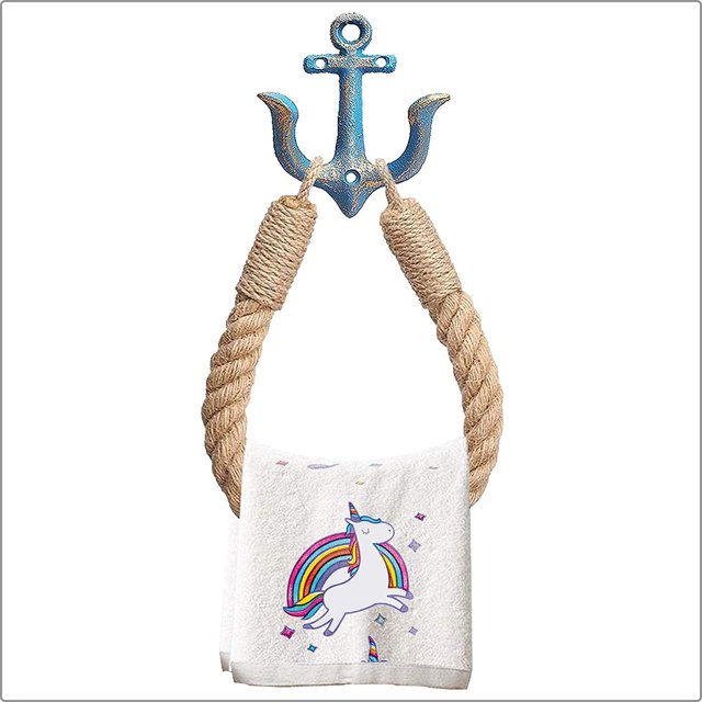 1 paquete de soporte de papel higiénico náutico, anillo de papel higiénico náutico montado en la pared industrial con gancho de metal para el hogar, dormitorio, sala de estar, baño (azul) JAMW Sencillez