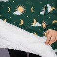 thumbnail image 3 of Oversized Wearable Blanket Hoodie,Green Sun Moon Cloud Pattern Sherpa Blanket Hoodie with Super Pockets,Super Warm Fuzzy Pullover for Women & Men, 3 of 6