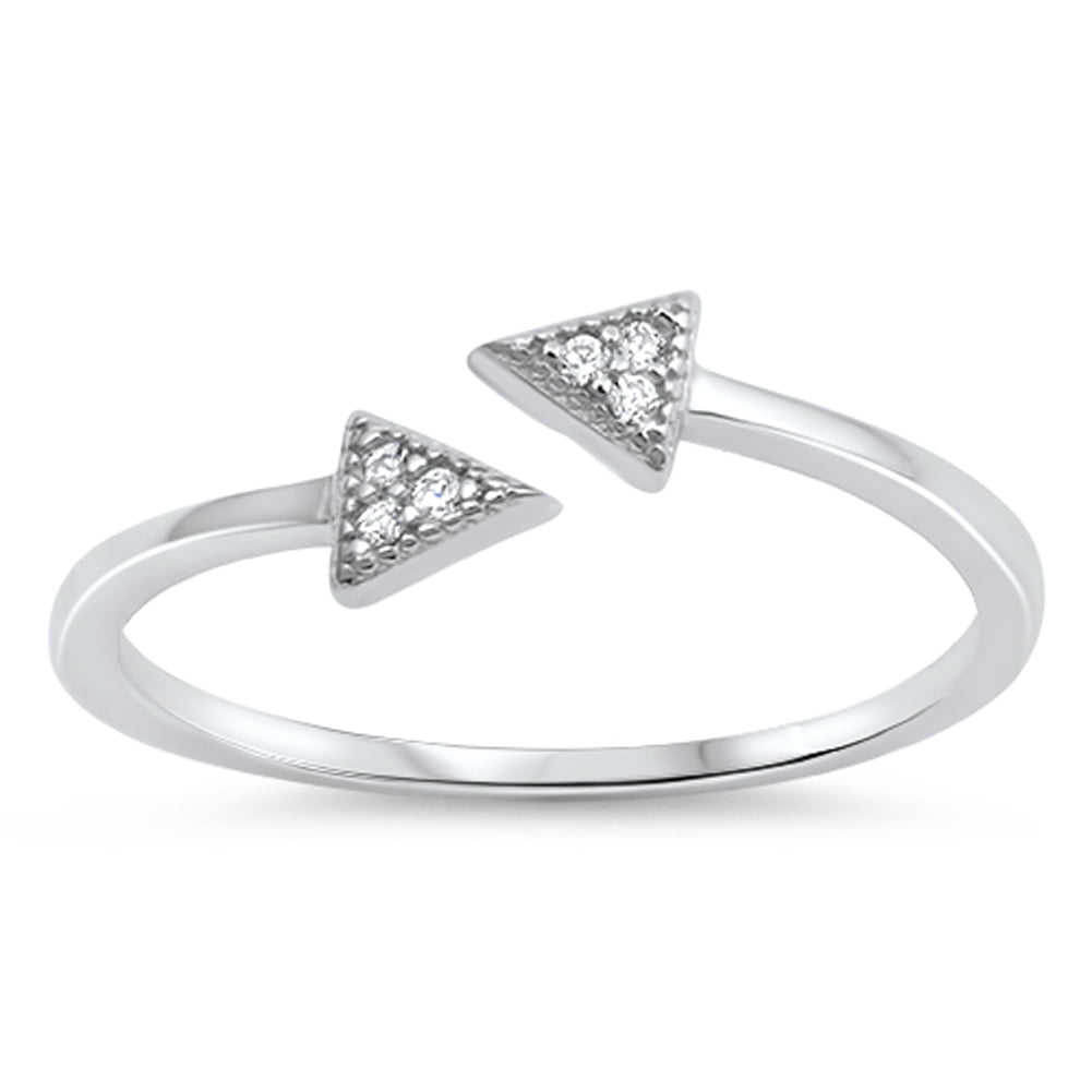 Cubic Ziconia Arrow  .925 Sterling Silver Ring Sizes 4-10
