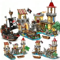 INSOON 1502-Piece Pirate Castle Building Set with LED Lights & 3 Modes, Transformable Ship Bay Model for Adults, Teens & Kids 10