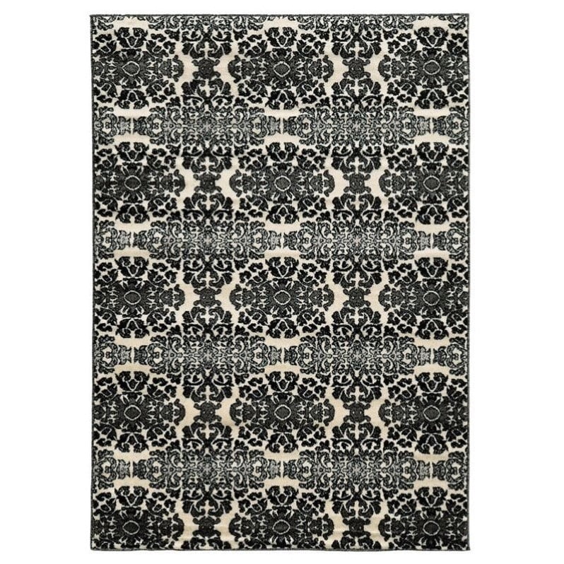 Riverbay Furniture 5' x 7' 3 Rug in Gray and Black Riverbay Furniture 5' x 7' 3 Rug in Gray and Black