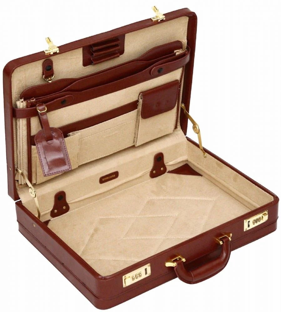Tassia Expander Leather Attache Briefcase