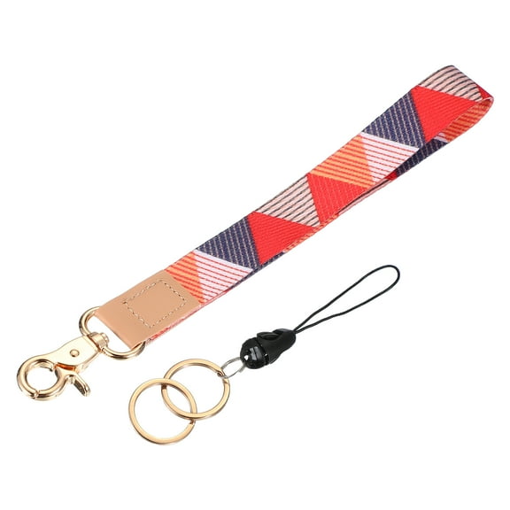Uxcell 7.8" Keychain Wristlet, Key Chain Wristlet Bracelet with Single Ring Red