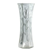 CofeeMO 12 inch Glass Flower Vases for Home Centerpiece Table Indoor Desk Decor,Ins Modern Boho Cylinder Ribbed Vase for Events, Decorating, Arrangements, Office,Wedding Housewarming Gift,Clear