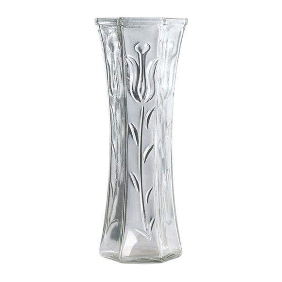 Grand Vase Hexagonal en Verre Moderne Décoration Maison Arrangement Floral Centre de Table Salon Table à Manger Bouquet de Mariage Contenant de Fleurs d'Eau avec Forme Élégante Style B Blanc