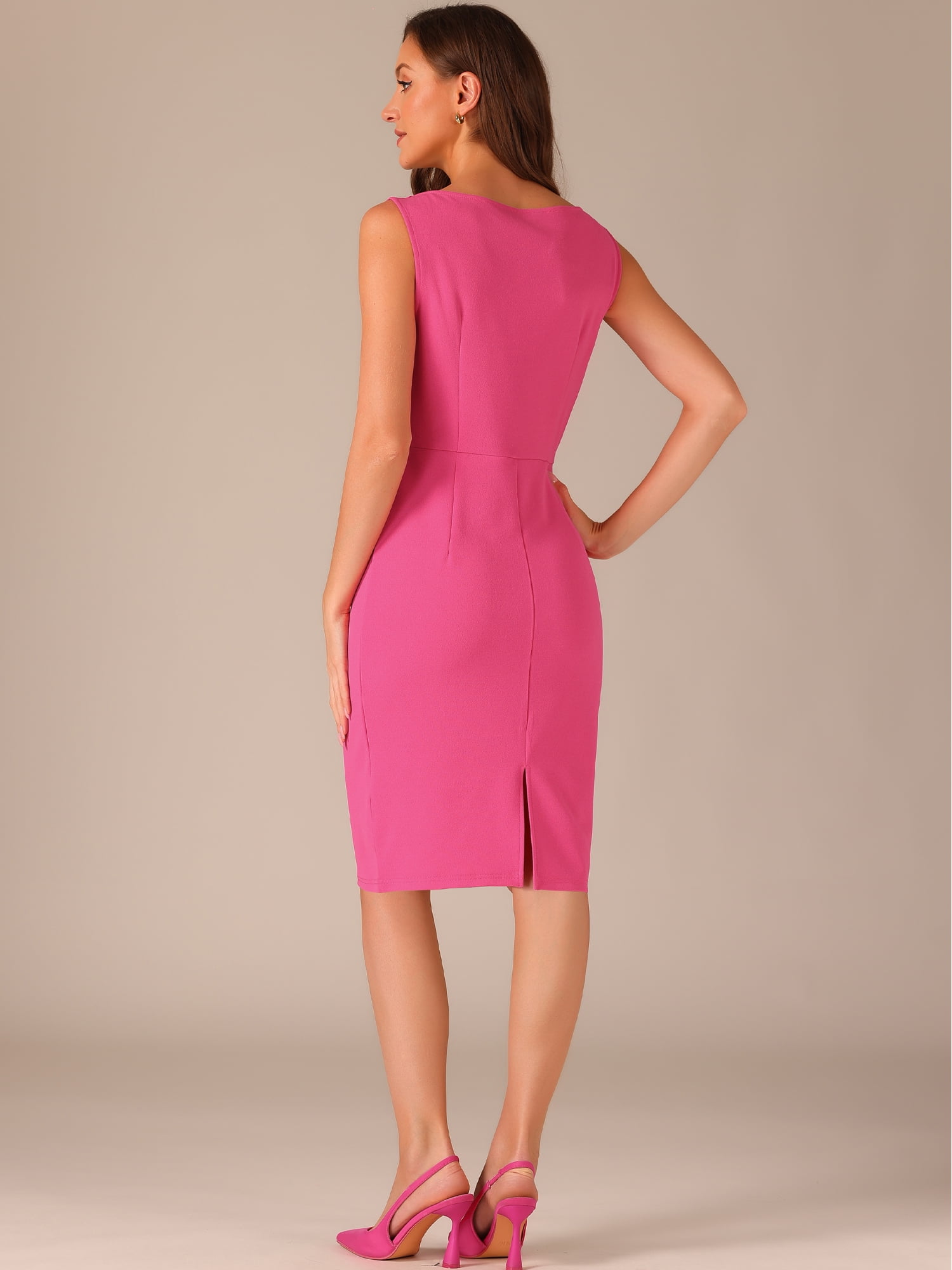 DARING DIVA Sheath Vintage Business Office Tank Dress M Hot Pink