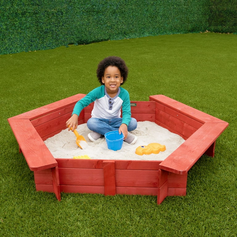 Outsunny Kids Sandbox with Cover and Storage Buckets, Outdoor