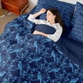 thumbnail image 4 of Feelyou Blue Boho Damask Bedding Comforter Set 7pcs, Tribal Gothic Crow King Bedding Sets, 4 of 8