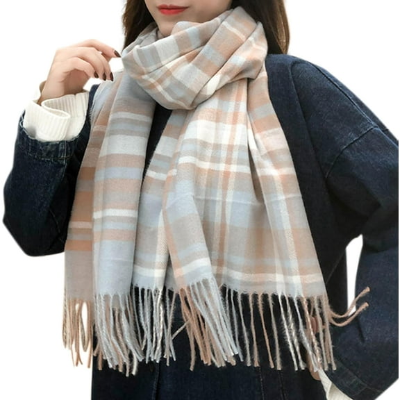 Women's Long Plaid Blanket Scarf Chunky Oversized Winter Fall Warm Scarf Big Tartan Scarves Wrap Shawl Ladies Gifts